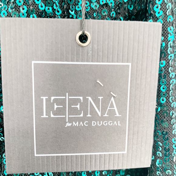 MAC DUGGAL Dress Size 4 Evening Gown Sequin NEW Midi Green Emerald Structure - Picture 3 of 9